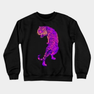 Cyberpunk Neon Pink and Orange Tiger Crewneck Sweatshirt